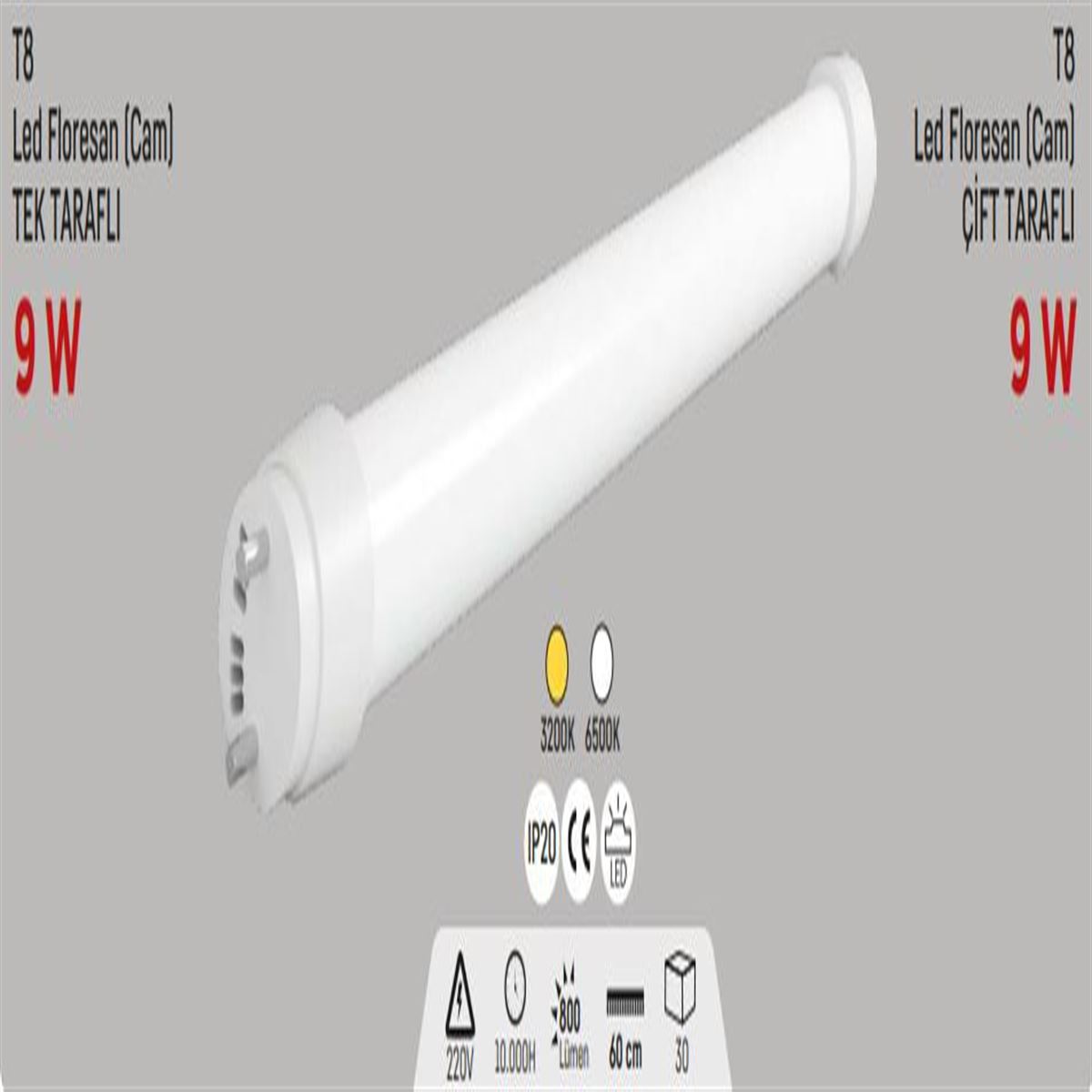 9W.T8 LED FLORESAN(60cm) G.IŞIĞI 1